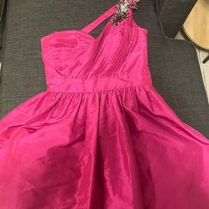 Hot pink one shoulder dress
